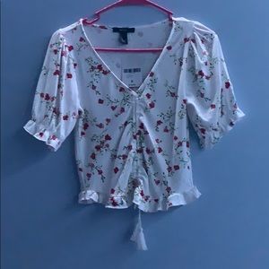 Puffy Shoulder Cherry Blossom Shirt